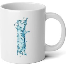 Ivart Kişiye Özel Su Temalı I Harfi Baskılı Tasarım Premium Beyaz Porselen kupa bardak