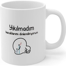 Ivart Pentol - Yıkılmadım Bacaklarımı Dinlendiriyorum Kupa Baskılı Beyaz Porselen Kişiye Özel Kupa Bardak