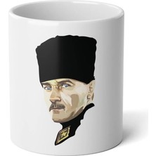 Ivart Atatürk Renkli Baskılı Kupa Premium Beyaz Porselen Kupa Bardak