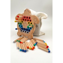 Özgürce Renkli Ahşap Tak Çıkar Kaplumbağa Eğitici Oyuncak