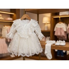 Pugi Lüks Kız Bebek Orkide Dantelli Mevlütlük Set