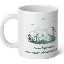 Ivart Öğretmenler Gününe Özel-Erkek Öğretmen-Tasarım Baskılı Premium Beyaz Porselen Kupa Bardak-Hediye