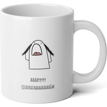 Ivart Aaaayyyyy Çılllddıırrazzzaaağmmm Tasarım Baskılı Premium Beyaz Porselen Kupa Bardak-Yılbaşı Hediyesi