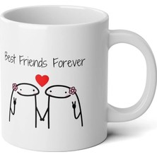 Ivart Best Friends Forever Kadın Tasarım Baskılı Premium Beyaz Porselen Kupa Bardak