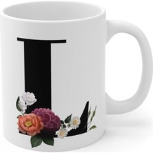 Ivart Kişiye Özel L Harfli Baskılı Tasarım Premium Beyaz Porselen kupa bardak