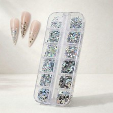 Wien Nail Master 12LI Holografik Gümüş Renk Yıldız Tırnak Süsleme Yıldız Dizayn Folyo Pulları Nail Art WN-114