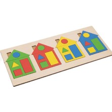 Özgürce Ahşap Yapboz Eğitim Seti, Montessori Geometrik Figürler ve Şekil Öğrenme