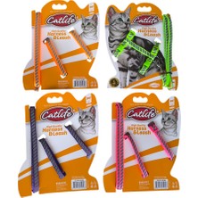 Mestore Catlife Fosforlu Şeritli Kedi Göğüs Bel Tasması + Gezdirme Ipi - 201958