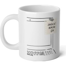 Ivart Sakin Ol Borcun Çok Baskılı Premium Beyaz Porselen Kupa Bardak-Office-Baskılı Kupa-Kendime Not