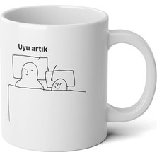 Ivart Kişiye Özel Uyu Artık , Aşkım Ben Mi Baskılı Premium Beyaz Porselen Kupa Bardak-Motto