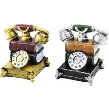 Nemere Ankesörlü Telefon Vintage Dekoratif Biblo - Kumbara Renkli 15.5X15.5X10CM Reçine (4887)