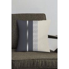 Nacario Silver Premium Tay Tüyü Dokuma Kumaş Çizgili Çift Taraflı Kırlent Yastık Kılıfı KRL1068