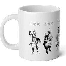 Ivart Türk Tarihi Atatürk-Fatih Sultan Mehmet Baskılı Kupa Premium Beyaz Porselen Kupa Bardak-Türkiye