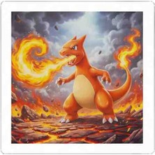 Mira Charizard Alev Fırtınası – Küçük Boy Cam Görünümlü Premium Pleksiglass Uv Baskı Dekoratif Tablo 🔥🐉