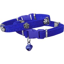 Mestore Markapet Kadife Kedi Boyun Tasması Yoncalı 20-32 cm Mavi - Sf-Kdfyncl-Mv