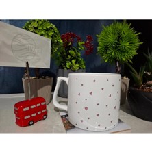 Ivart Küçük Pembe Kalpli Lüks Kupa Bardak-Nescafe & Latte Fincanı-Motto