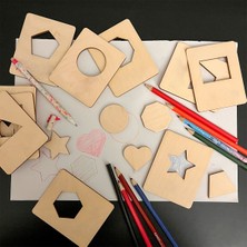 Özgürce Ahşap Geometrik Şekil Şablon Seti, Montessori Etkinlikleri