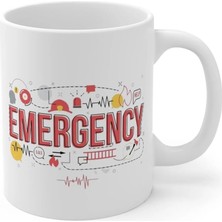 Ivart Emergency Tasarım Baskılı Premium Beyaz Porselen Kupa Bardak