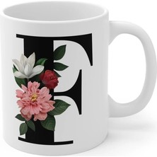 Ivart Kişiye Özel F Harfli Baskılı Tasarım Premium Beyaz Porselen kupa bardak