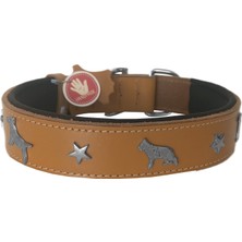 Mestore Doggie Konfor Deri Köpek Figürlü Köpek Boyun Tasması 56-64 cm Xl Kamel - Dg-Drf-Xlk