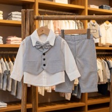 Pugi Lüks Erkek Bebek Puan Desen Yelekl Mevlütlük Set