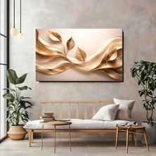 Artprinta Altın Yapraklı Soyut Dal Kanvas Tablo – Modern ve Lüks Duvar Dekorasyonu