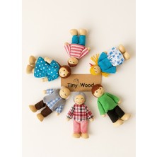 Özgürce Ahşap Kukla Aile Seti 6'lı, Montessori Eğitim Oyuncağı, Oyun Evi Figürleri