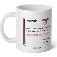 Ivart Kişiye Özel Aşkpirin Tasarım Baskılı Premium Beyaz Porselen Kupa Bardak-Hemşire, Doktor, Eczacı