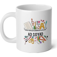 Ivart Kişiye Özel Öğretmenler Gününe Özel-2 Baskılı Premium Beyaz Porselen Kupa Bardak-Hediye-Motto