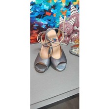 Bitangosu "gecenin Işığı" Simli Kelebek Model Kadın Tango Dans ve Salon Ayakkabısı 8,5 CM(13PONT) Koni Topuk