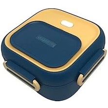 Nacario Bento 500ML Lunchbox Tek Katlı Çelik Sefer Tası Yemek Kutusu (Lacivert-Sarı)
