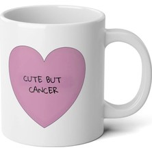 Ivart Cute But Cancer Baskılı Premium Beyaz Porselen Kupa Bardak - Yengeç Burcu Doğum Günü Hediyesi