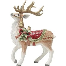 Nacario And Floyd Tatil Evi Geyik Seramik Heykelcik, 31,5 Cm, Kırmızı