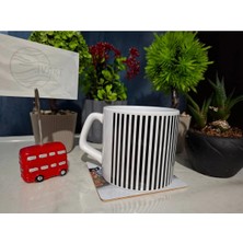 Ivart Siyah Renkli Dikey Çizgili Lüks Kupa Bardak-Nescafe & Latte Fincanı-Motto