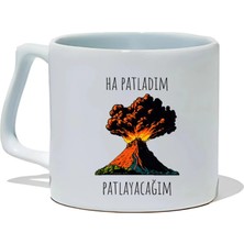 Ivart Ters-Düz Duygu Salatası Serisi-Öfke -Ha Patladım Tasarım Baskılı Beyaz Porselen Kupa Bardak-Yüz