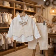 Pugi Lüks Erkek Bebek Müslin Kumaşlı Yelekli Mevlütlük Set