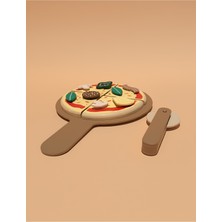Özgürce Eğitici Ahşap Pizza Oyuncak Seti, 8 Parça, Çocuklar Için Mutfak Eğlencesi