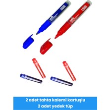 Seyfi Kırtasiye 2 Adet Tahta Kalemi Kartuşlu 2 Adet Yedek Tüp Mavi ve Kırmızı