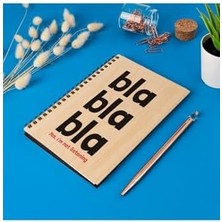 Nacario Yes I 'am Not Listening Tasarımlı 8 cm x 12 cm Ölçülerinde Çizgisiz 48 Yaprak Ahşap Kapaklı Defter