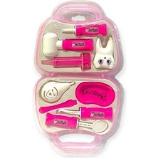 Nacario Oyunsal Çantalı Oyuncak Dişçi Seti Plastik Malzemeli Diş Doktoru Seti Pembe Renk