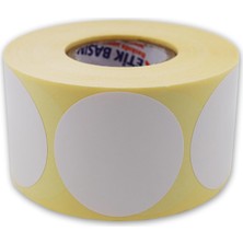 Nacario Kuşe Etiket 50MM Çap Ruloda 500 Adet 40MM Çapında Baskısız Barkod Yazıcı Etiketi