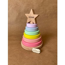 Özgürce Isme Özel Ahşap Yıldız Halka Kule, Montessori Eğitici ve Dekoratif Oyuncak