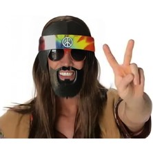 Tahtakale Siyah Saçlı Bandana Hippi Parti Gözlüğü