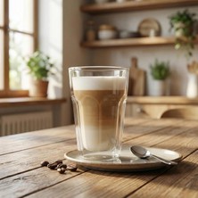 Nacario Çift Cidarlı Cam Kupa Bardak, 200ML, 250ML ve 350ML Seçenekli, Isı Yalıtımlı Borosilikat Kahve ve Çay Bardağı, El Yakmayan Modern Tasarım Double Meşrubat Bardağı (1 Adet) (350ML 1 Adet)