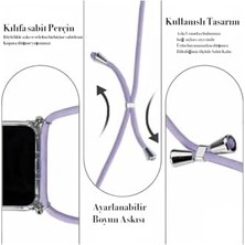 Nacario 12 Pro Max ile Uyumlu Kılıf Boyun Omuz Askılı Ipli Anti Şok Köşe Korumalı Şeffaf Silikon Kırmızı Ipli