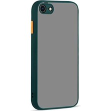 Nacario 7- 8 - Se 2020 ile Uyumlu Arka Kısmı Mat Şeffaf Yapıya Sahip Kenarları Silikon Tpu Malzemeden Üretilmiş Renkli Tuşlara Sahip Kamera Korumalı Transparan Kılıf (Yeşil)