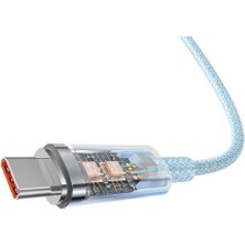 Nacario Explorer Serisi Hızlı Şarj Kablosu Akıllı Sıcaklık Kontrolü USB To Type-C 100W, 1m, Mavi