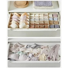 Nacario Iç Çamaşırı Düzenleyici 8'li Set, Çekmece Düzenleyici, Katlanabilir, Elbise Dolabı, Saklama Kutusu, Kumaş Kutular, Saklama, Sütyen, Çorap, Kravat Için, Bej RUS008M01