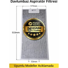 Hgnm E-Trading 481248058305 Whirlpool Elica, Whirlpool, Ignis Uyumlu Davlumbaz Aspiratör Metal Yağ Filtresi 533x177 mm Tel Filtre