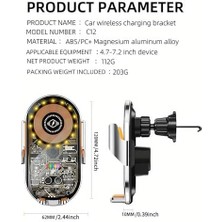Nacario Cyberpunk Kablosuz Araç Şarj Cihazı Montajı, 15 W Hızlı Şarj, Araba Havalandırma Için Otomatik Sıkıştırmalı Telefon Montajı, IPHONE15/14/13/12/11/X/8 Serisi/ Galaxy Telefonları Için